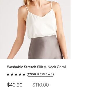 NWT Quince Washable Stretch Silk V-Neck Cam